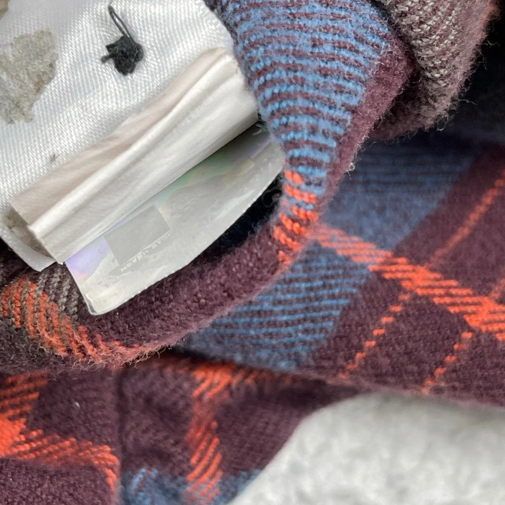 The North Face Flannel Shirt Mens Large Burgundy Blue‎ Orange Plaid Button Down